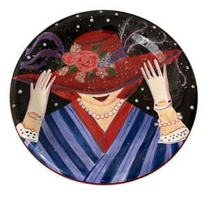 SUSAN WINGET - VINTAGE - RED HAT SOCIETY DINNERWARE - PLATE #8 - CERTIFIED B19